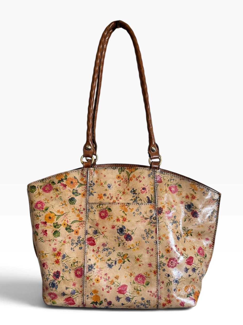 Patricia Nash Beige Leather Floral Tote Bag